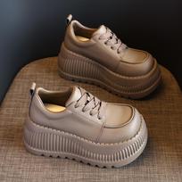 Women's Platform Height-Boost Sneakers - Fall 2024 Collection, Soft Thick Sole Sports & Casual Shoes, Style 8305-1 35 chaki