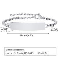 Engravable Gold Curved Box Chain Stainless Steel Women's & Children's Bracelet - BR-1540