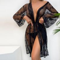 Seksualūs tinkliniai naktiniai marškiniai Gundančios apatinis trikotažas Kardiganas Chalatas Namų chalatas S
