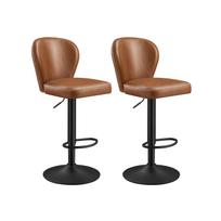 Baro kėdės su atlošu | Stambiu apsiuvimu | 62-84 cm | 2 vnt. kompl. | Ruda