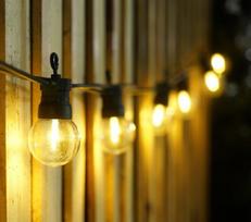 Terasų elektrinė girlianda PARTY BULBS, IP44 20LED 3,6W šiltai baltos sp., juod.laidas sujungiamos, 6 m