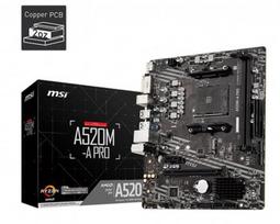 MSI | A520M-A PRO | Processor family AMD | Processor socket AM4 | DDR4 | Memory slots 2 | Chipset AMD A | Micro ATX
