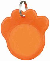 pakabukas, atspind. šviesą, 3.5 cm, oranžinis fosforescuojantis su adreso lauku (pak.6)