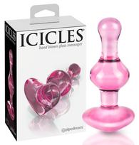 Icicles No. 75 - stiklinis analinis kaištis širdelės formos rožinis