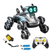 Interaktyvus šuo robotas, valdomas nuotolinio valdymo pultu ir rankų gestais, sidabrinė spalva