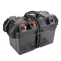 Plastikinis „Minnkota“ velkamojo variklio maitinimo centro akumuliatoriaus dėžutė, USB ir 12 V įkrovimo prievadas juoda