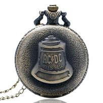 Antikinis Steampunk ACDC Hells Bell Kvarcinis Kišeninis Laikrodis Retro Karoliai Pakabukas