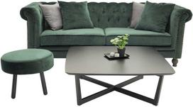 Venture Design Sofa, aksomo 3 vietų Chesterfield, 217x88 cm, žalia