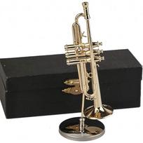 Varinė Miniatiūrinė Trimitas su Stovu ir Dėklu Mini Muzikos Instrumentas Miniatiūrinė Replika Modelis Mini Trimitas Namų Ornamentas