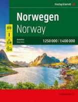 Norwegen, Autoatlas 1:250.000 - 1:400.000, freytag & berndt: Superatlas mit Spiralbindung, Camping- und Stellplätze, Freizeitinfos