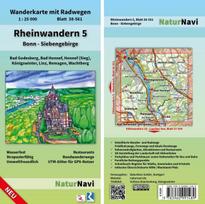 Rheinwandern 5 - Bonn - Siebengebirge: Wanderkarte mit Radwegen, Blatt 38-561, 1 : 25 000, Bad Godesberg, Bad Honnef, Hennef (Sieg), Königswinter, Linz, Remagen, Wachtberg