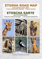 ETOSCHA KARTE (Etosha National Park, Namibia) mit Fotogalerie: plus Tipps für Tierbeobachtungen & Tiermarkierungskästchen (Maßstab 1:440.000)
