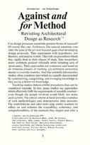 Against and For Method: Revisiting Architectural Design as Academic Research
