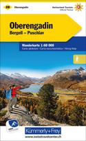 Kümmerly+Frey Wanderkarte 28 Oberengadin 1:60.000: Mit Bergell und Puschlav. Wetterfest, matt laminiert und mit free Download