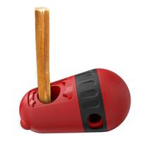Šuns galvosūkis-šėrykla Šunų skanėstų dozavimo žaislas su anti-užspringimo laikikliu (bully sticks) Interaktyvus raudona