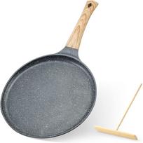 Crepe keptuvė 24cm nelipni Dosa keptuvė su mentele Granito danga Kepimo plokštė viryklei Virtuvinė blynų keptuvė šviesiai pilka spalva