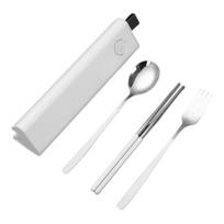 Kelioninis stalo įrankių rinkinys Nerūdijančio plieno šakutė ir šaukštas su dėklu Nešiojamas stalo reikmenų rinkinys tamsiai žalia spalva