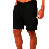 Vyriškos vasarinės kvėpuojančios vienspalvės lininės kelnės Vyriški medvilnės ir lino šortai Kelnės Sportas Gatvės stilius S-4XL S juoda