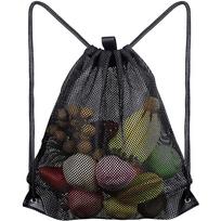 Daugkartinio naudojimo tinklinis maišelis su raišteliu: Puikiai tinka vaisiams, daržovėms, paplūdimio drabužiams, sporto reikmenims ir skalbiniams. 40cm x 45cm, Black
