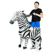 Pripučiamas kostiumas  Jojimas ant zebras , suaugusiems One size, 150-190cm balta