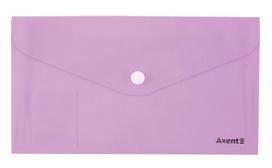 Plastikinis vokas su spaustuku PASTELINI, Axent, DL, 180mkr,  permatomas, alyvinės sp.