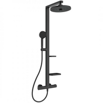 Ideal Standard ALU+ juoda matinė termostatinė dušo sistema su lietaus dušo galva