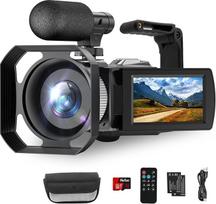 "Hojocojo" vaizdo kamera 4K vaizdo kamera 48MP 60FPS, 18X skaitmeninio priartinimo internetinė vaizdo kamera Vlogging kamera "YouTube" su rankinio stabilizatoriaus objektyvo gaubtu Nuotolinio valdymo pultas 2 baterijos 32GB SD kortelė