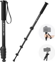 "K&F Concept MS16 Monopod", 63 colių monopodas, tvirtas aliuminio monopodas su 5 sekcijomis, 160 cm ilgio kelioninis monopodas DSLR, DSLM ir kompaktiniams fotoaparatams, su rankiniu dirželiu