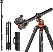 "K&F Concept" fotoaparato trikojis, 230 cm profesionalus fotoaparato trikojis su centrinės kolonos konstrukcija, nuimamas monopodas, trikojis lauko ir vidaus fotografijai T254A7+BH-28L
