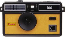 "Kodak i60" daugkartinio naudojimo 35 mm juostinis fotoaparatas - retro stiliaus, be fokusavimo, su integruota blykste, stumiama ir iššokančia blykste (geltonas)