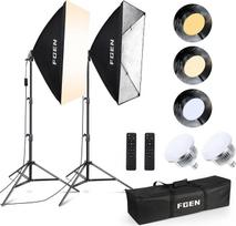 "Softbox" rinkinys "Photo Studio", FGen 2 x 50 x 70 cm "Softbox" LED apšvietimo rinkinys su 85W 2700-6400K, 2m visiškai reguliuojamas šviesos stovas "YouTube", "Tiktok" vaizdo įrašymui, studijos portretams, fotografijai