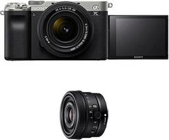 "Sony Alpha 7C" beveidrodis E-Mount pilno kadro skaitmeninis fotoaparatas ILCE-7C (24,2 MP, 7,5 cm (3 colių) jutiklinis ekranas, realaus laiko AF) su 28-60 mm ir 24 mm f2,8 objektyvais - sidabro/juodos spalvos