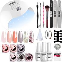 "Vishine" UV LED nagų lempa Gelinių nagų lako rinkinys 40W gelinių nagų LED UV šviesos bazinis sluoksnis viršutinė danga 6 gelinės spalvos Profesionalūs nagų meno manikiūro įrankiai