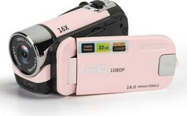 1080P HD skaitmeninis fotoaparatas, 16x priartinimo vaizdo kamera su 2,4 colio sukamu ekranu fotografijai, nešiojamasis 16 MP fotoaparatas su užpildymo šviesa (PINK)