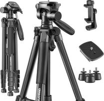CAMBOFOTO kompaktiškas trikojis "Nikon" "Canon" "Sony" su krepšiu 1/4 universalaus varžtinio laikiklio lengvas trikojis su 3 krypčių panoramine galvute (juodas)