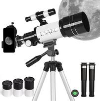 ESAKO teleskopas vaikams ir pradedantiesiems, 70 mm diafragmos nešiojamasis teleskopas su astronominiu objektyvu, ištraukiamu trikoju, telefono laikikliu ir mėnulio filtru