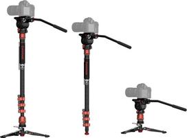 IFOOTAGE monopodas su stovu Cobra 3 C180F-P+K5S, anglies pluošto monopodas fotoaparatui 71 colis/181 cm su rutuline galvute, maksimali apkrova 17,64 lbs/8 kg
