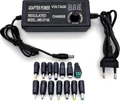 JZK maitinimo šaltinis su reguliuojama įtampa DC 3-12V 5A su skaitmeniniu ekranu, 60W 100-240V AC į DC 3V 4V 5V 6V 7V 8V 9V 10V 12V Universalus maitinimo adapteris transformatorius su 14x DC kištuko antgaliais