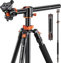 K&F Concept SA254T1 238 cm ilgio trikojis, fotoaparato trikojis su išplėstomis 90 laipsnių centrinėmis kolonėlėmis, 360° panoraminių nuotraukų trikojis su dėklu ir greito atleidimo atvartu, skirtas "Sony", "Canon", "Nikon" DSRL fotoaparatams