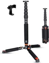Koolehaoda Aliuminio fotoaparato monopodas su metaline trikojo baze 6 sekcijos 46-177 cm reguliuojamas kojos skersmuo Φ28 mm iki 6 kg - juodas