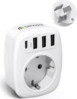 LENCENT kelioninis adapteris Šveicarija Vokietija kištukas, iš ES į AUS/CN, I tipo, kelioninis kištukas Australijai Kinijai, Naujajai Zelandijai, Argentinai, sieniniai lizdai su 3 USB / 1 C tipo / 1 AC lizdo adapteriu