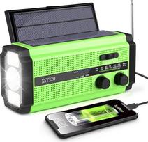 MILFECH saulės radijo imtuvas, AM/FM radijo imtuvas, nešiojamas avarinis radijo imtuvas su 5000 mAh įkraunama baterija, 3 režimų LED žibintuvėliu, LED skaitymo lempa, SOS signalu ir rankiniu dinamo varikliu stovyklavimui, kelionėms (žalias)