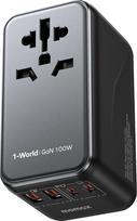 MOMAX 100 W GaN kelioninis adapteris Worldwide USB C, kelioninis kištukas Worldwide Quick Charge for Vision Pro su 2USB C 2USB A, tarptautinis adapteris JAV, JK, Japonija, ES, Australija, Kanada