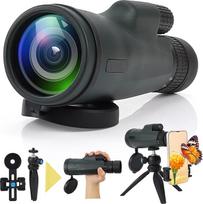 Optinio priartinimo monokulinis teleskopas 10-30 x 50, HD monokulinis teleskopas, atsparus vandeniui, su išmaniojo telefono laikikliu ir metaliniu trikoju FMC BAK4 prizmė, skirtas stovyklavimui, paukščių stebėjimui, kelionėms