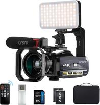 ORDRO AC3 IR naktinio matymo vaizdo kamera 4K vaizdo kamera 1080P 60FPS Vlog kamera WiFi vaizdo kamera su mikrofonu, LED apšvietimu, plačiakampiu objektyvu, laikikliu, nešiojimo krepšiu