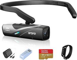 ORDRO vaizdo kamera 4K EP8 Nešiojamoji kamera POV įrašymui, Ultra HD 4K 60 kadrų per sekundę vaizdo kamera su 1/2,8 colio jutikliu, 2 ašių gimbaliniu stabilizatoriumi, 2,4/5G WiFi, nuotolinio valdymo pultu ir 64GB MicroSD kortele
