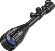 Paike šautuvo optika 6-24 x 50 mm su raudonu ir žaliu apšvietimu ir atstumo matavimo taikikliu, 1 colio vamzdžio skydeliu