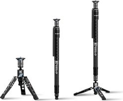 SIRUI SVM-145 monopodas anglies pluošto fotoaparatui, 145 cm ilgio anglies monopodas Rapid System, vieno lygio aukščio reguliavimas, modulinis dizainas 3 in 1, apkrova iki 10 kg