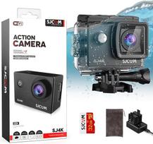 SJCAM SJ4000 veiksmo kamera 4K30fps WiFi kamera, 40MP Ultra HD 170°FOV su ledo vaizdo stabilizavimu, 30 m / 98 pėdų vandeniui atspari povandeninė kamera su 2 baterijomis, 32G SD kortele ir šalmo laikikliu