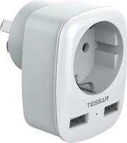 TESSAN kelioninis kištukas Australija adapteris Kinija Vokietija kištukas su 2 USB 2,4A, kištukinis lizdas Kelioninis adapteris Maitinimo adapteris Naujoji Zelandija Argentina Sieninis įkroviklis, kelioninis adapteris Australija
